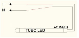 Circuito eléctrico instalacion  tubo de LED
