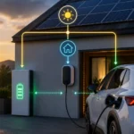Carga inteligente de VE con placas solares y batería