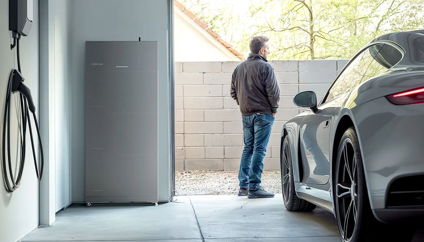 Batería Ecoflow power ocean instalada en un garaje