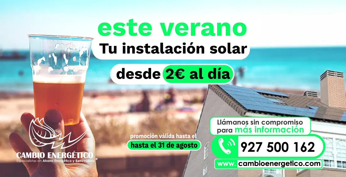 Tu instalación fotovoltaica desde 2€ al día con Cambio Energético